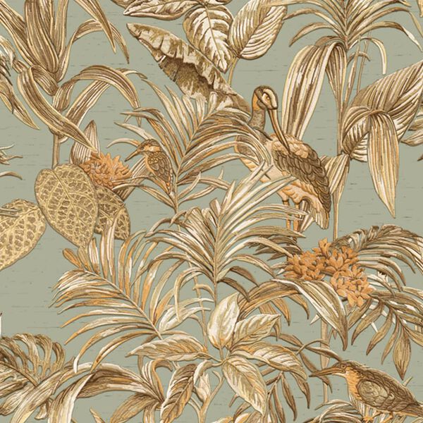 DUTCH WALLCOVERINGS Veggfóður "Bird-of-Paradise" Blágrænt