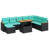 vidaXL 9 Stk. Gar&eth;h&uacute;sgagnasett me&eth; Sessum P&oacute;l&yacute;rattan Svart