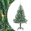 vidaXL Gervij&oacute;latr&eacute; me&eth; Snj&oacute;fl&ouml;kt og LED Lj&oacute;s Gr&aelig;nn og hv&iacute;tur 150 cm