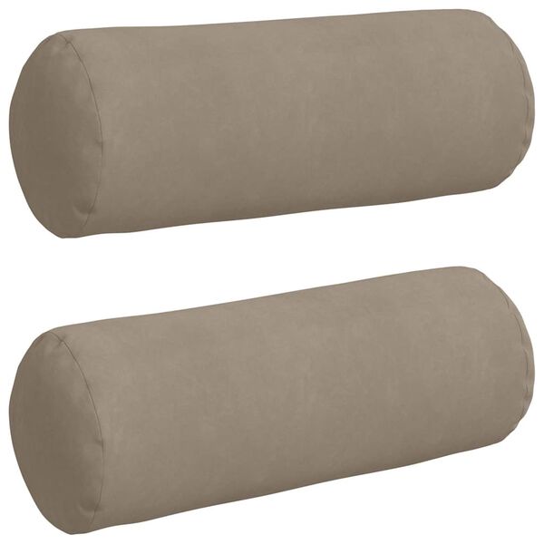 vidaXL Bolster Púðar 2 pcs Mógrár Ø 25 x 70 cm Mikrótrefjefni