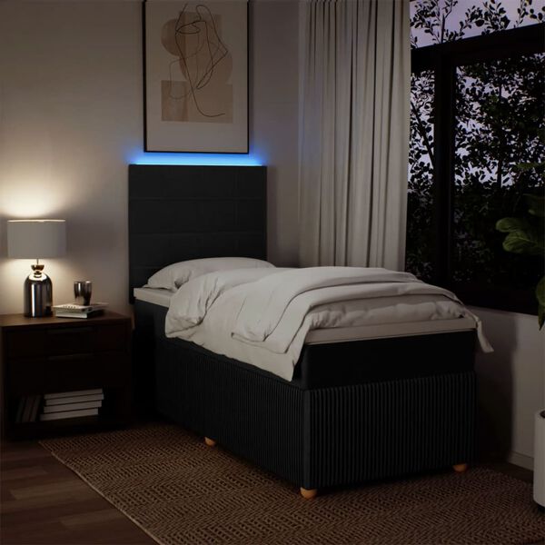 vidaXL H&oacute;lfa&eth; Springr&uacute;m me&eth; D&yacute;nu Svart 80x200 cm Tauefni