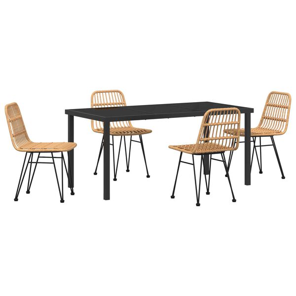 vidaXL Gar&eth;ur bor&eth;sett 5 pcs Br&uacute;nn Dufth&uacute;&eth;a&eth; st&aacute;l