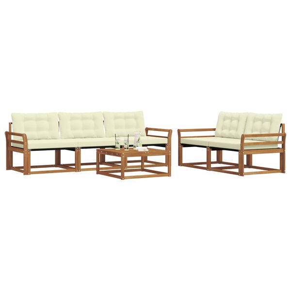 vidaXL &Uacute;ti s&oacute;fasett me&eth; p&uacute;&eth;i 6 pcs N&aacute;tt&uacute;rulegt og Krem