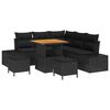 vidaXL Gar&eth;s&oacute;fa sett me&eth; p&uacute;&eth;i 8 pcs Svartur p&oacute;l&yacute;rattan