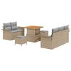 vidaXL Gar&eth;s&oacute;fa sett me&eth; p&uacute;&eth;i me&eth; geymslu 8 pcs Beige og lj&oacute;sgr&aacute;r