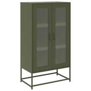vidaXL Highboard Olive Green 68x39x123 cm Stál