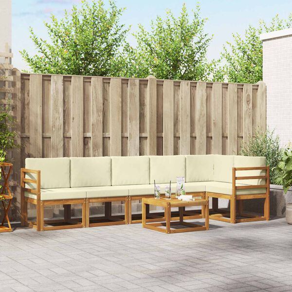 vidaXL &Uacute;ti s&oacute;fasett me&eth; p&uacute;&eth;i 7 pcs N&aacute;tt&uacute;rulegt og Krem