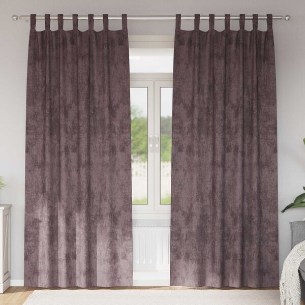 vidaXL Flauels skaut me&eth; gluggatj&ouml;ldum 2 pcs Br&uacute;nn 245 x 140 cm Flauel