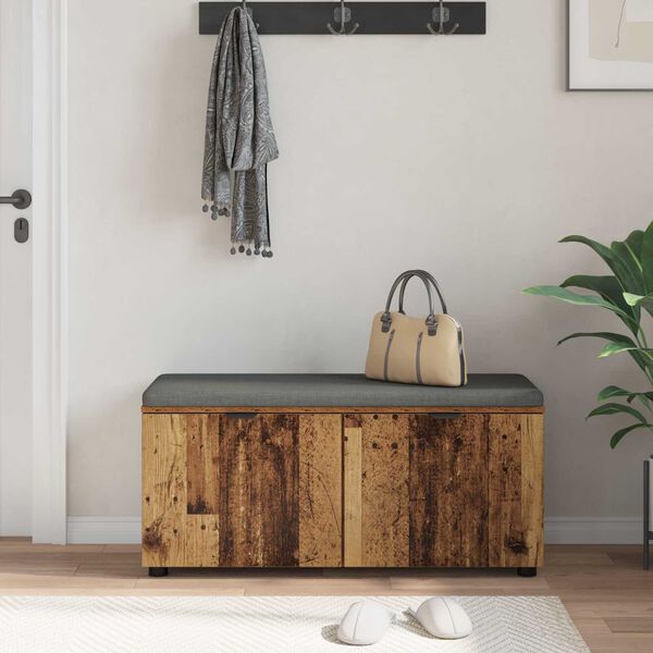 vidaXL Hallarbekk me&eth; p&uacute;&eth;i me&eth; geymslu Gamalt timbur 100 x 38 x 46 cm