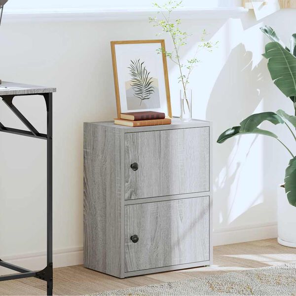 vidaXL Bókaskápur Grár Sonoma 40x24x52 cm Hannaður viður