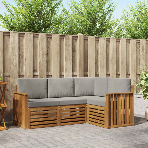 vidaXL S&oacute;fasett 4 pcs N&aacute;tt&uacute;rulegt og Lj&oacute;st Gr&aacute;tt Hrein akas&iacute;utr&eacute;