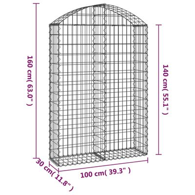 vidaXL Bogadreginn Grjótkassi 100x30x140/160 cm Sinkhúðað Járn