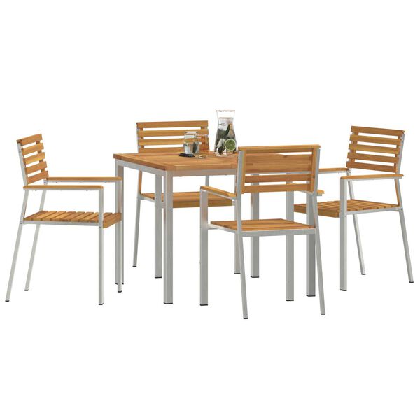 vidaXL Garðborðstofusett 5 pcs Brúnn Solid Akasíutré