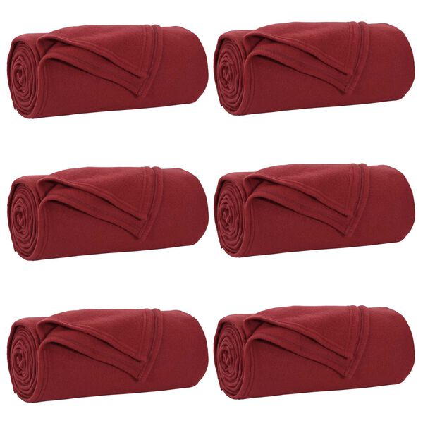 vidaXL &THORN;eppi 6 pcs Bordeaux Rau&eth;ur 170 x 130 cm Fl&iacute;s