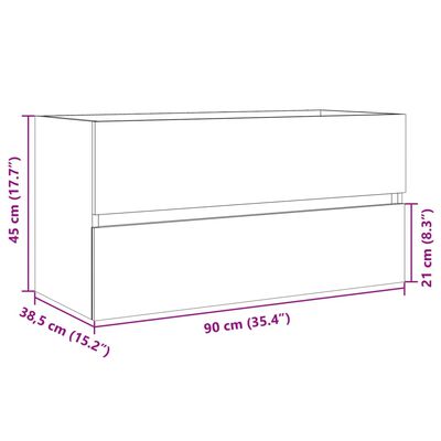 vidaXL Vaskaskápur Sonoma Eik 90x38,5x45 cm Spónaplata