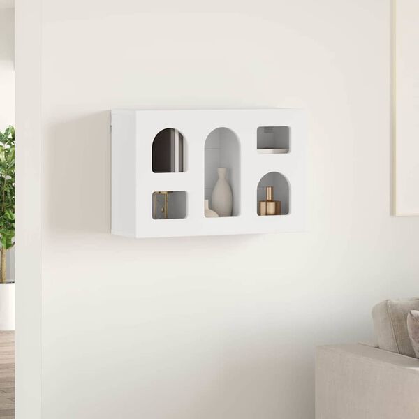 vidaXL Vegghengdur sk&aacute;pur Hv&iacute;tt 60 x 20 x 40 cm Samsettur vi&eth;ur