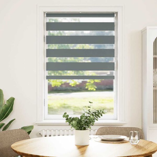 vidaXL Zebra Gard&iacute;na D&ouml;kkgr&aacute;tt 90x100 cm Efni Breidd 85,9 cm P&oacute;l&yacute;ester