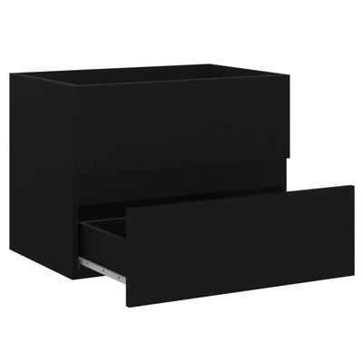 804873 vidaXL 2 Piece Bathroom Furniture Set Black Chipboard
