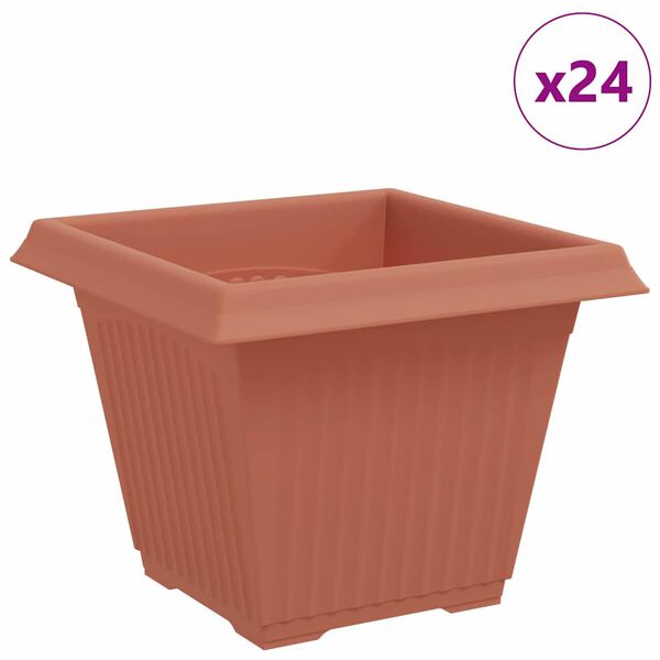 vidaXL Fermetra bl&oacute;mapottr 24 pcs Ekkert Rautt 38 x 38 x 30 cm Plast