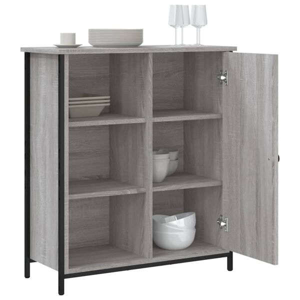 vidaXL Skenkur Gr&aacute;r Sonoma Eik 70x30x80 cm Samsettur Vi&eth;ur