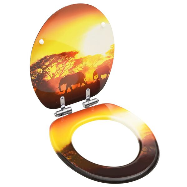 vidaXL WC Klósettseta með Hæglokandi Loki MDF Gresjumynstur