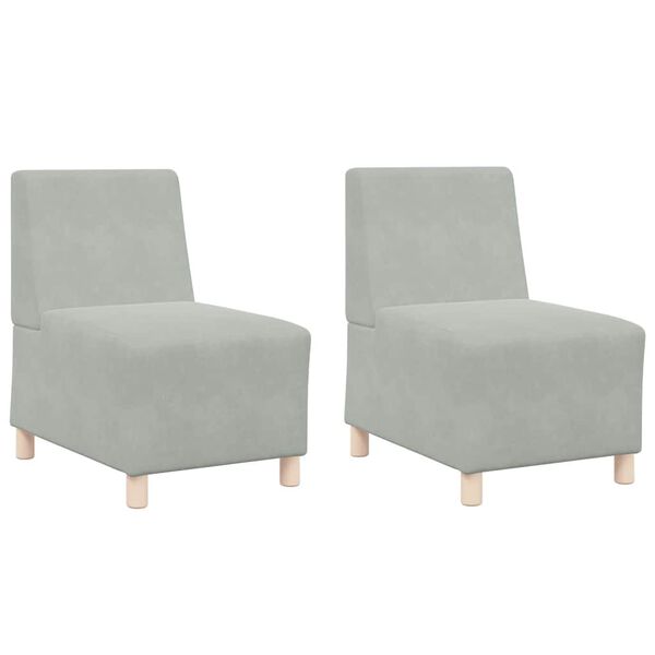 vidaXL Sofaeiningar &aacute;n handfanga 2 pcs Lj&oacute;sgr&aacute;r 55 x 74 x 82 cm Flauel