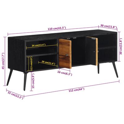 vidaXL Sjónvarpsskápur 112x31x45 cm Gegnheill Endurnýttur Tekkviður