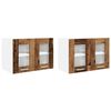 vidaXL Vegghengdur sk&aacute;pur me&eth; hur&eth; 2 pcs Gamalt timbur 60 x 31 x 40 cm