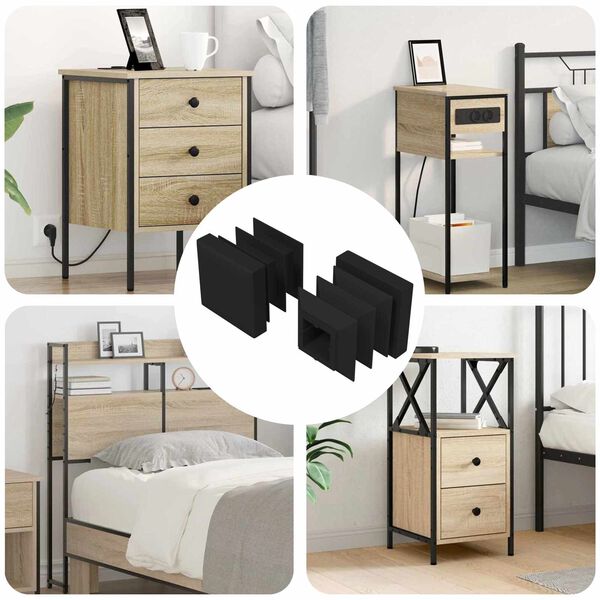 vidaXL Enda lokar 2 pcs Svartur 15 x 15 x 15 mm PP