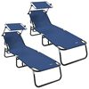 vidaXL Stillanlegur samanbrj&oacute;tanlegur s&oacute;lst&oacute;ll 2 pcs Bl&aacute;r Oxford