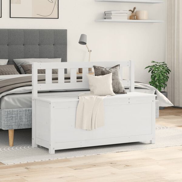 vidaXL Bekkur Hvítur 110x41x76,5 cm Gegnheil Fura