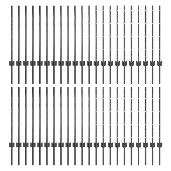 vidaXL Girðingarpóstar 44 pcs Grár 120 cm Stál