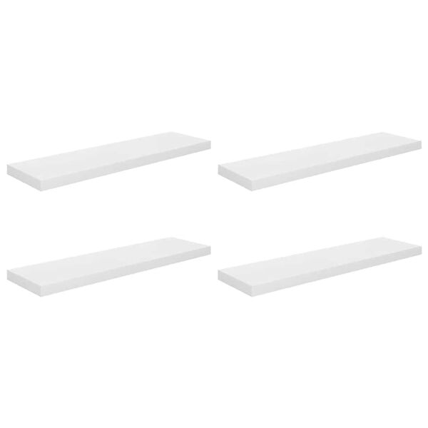 vidaXL Vegghengdar Hillur 4 stk. H&aacute;glans Hv&iacute;tar 90x23,5x3,8 cm MDF