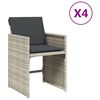 vidaXL Gar&eth;st&oacute;lar me&eth; Sessum 4 stk. Lj&oacute;sgr&aacute; P&oacute;l&yacute;rattan