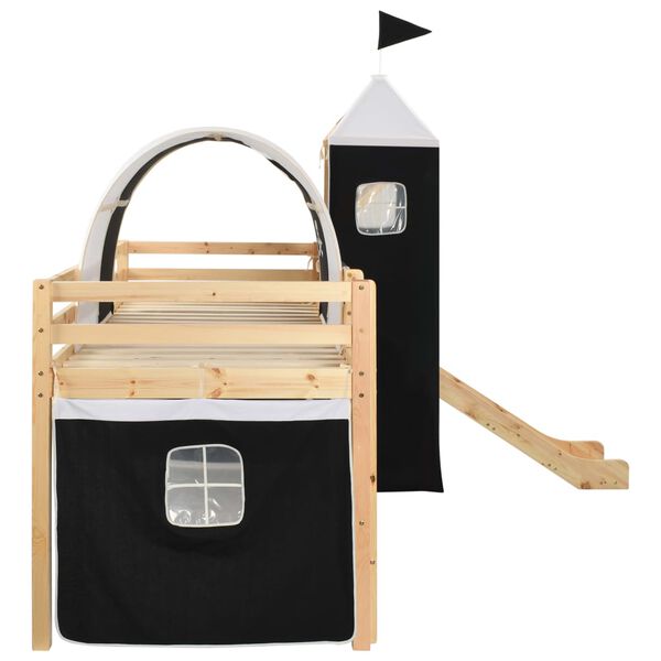 vidaXL Barnakoja me&eth; Rennibraut og Stiga Fura 97x208 cm