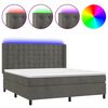 vidaXL H&oacute;lfa&eth; Springr&uacute;m me&eth; D&yacute;nu&LED D&ouml;kkgr&aacute;tt 180x200 cm Flauel
