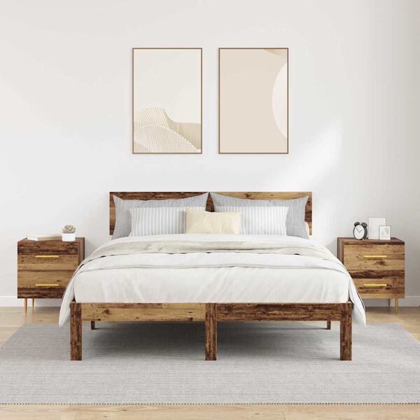 vidaXL Noat&ouml;flu sk&aacute;pur me&eth; sk&uacute;ffu 2 pcs Gamall vi&eth;ur 40 x 35 x 47,5 cm