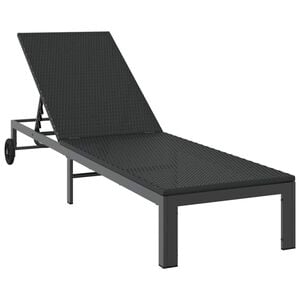vidaXL Sunbed 1-Pers&oacute;na Svartur 206 x 62.5 x 74 cm p&oacute;l&yacute;rattan
