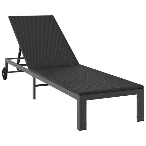 vidaXL Sunbed 1-Pers&oacute;na Svartur 206 x 62.5 x 74 cm p&oacute;l&yacute;rattan