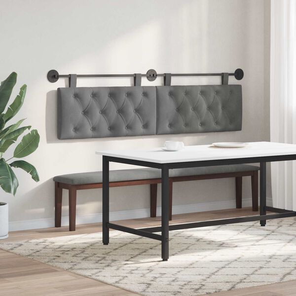 vidaXL Hengisk&aacute;li Vegghengt D&ouml;kk gr&aacute; 170 x 55 x 7 cm Flauel