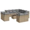 vidaXL 12 Hluta Gar&eth;s&oacute;fasett me&eth; Sessum Drapplita&eth; P&oacute;l&yacute;rattan