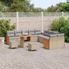 vidaXL Gar&eth;s&oacute;fa sett me&eth; p&uacute;&eth;i 17 pcs Beige og lj&oacute;sgr&aacute;r p&oacute;l&yacute;rattan