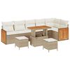 vidaXL Gar&eth;s&oacute;fa sett me&eth; p&uacute;&eth;i 11 pcs Beige og krem p&oacute;l&yacute;rattan
