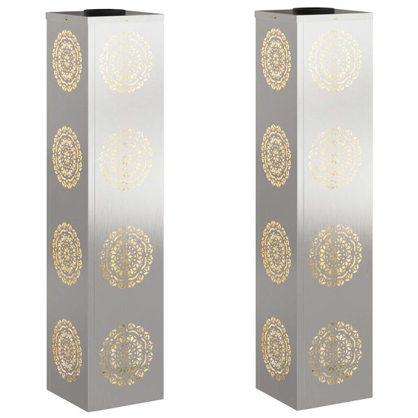 vidaXL S&oacute;lar LED st&iacute;gslj&oacute;s 2 pcs Silfur Ry&eth;fr&iacute;tt St&aacute;l