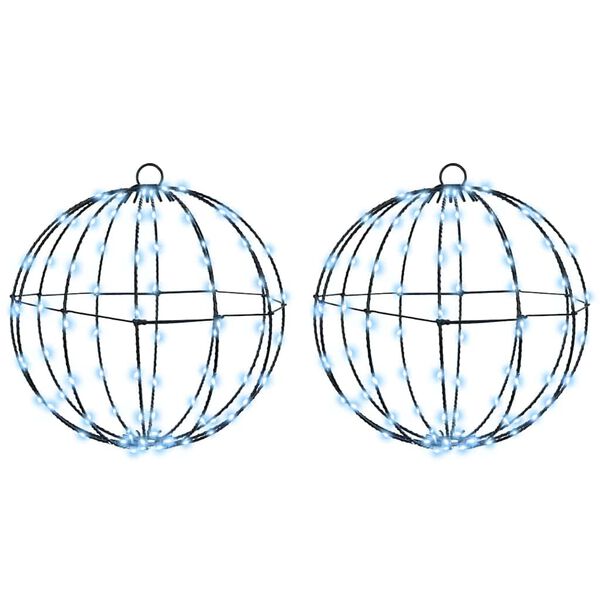 vidaXL Boltinn me&eth; 192 LED 2 pcs Kaldur hv&iacute;tur 30 cm metal