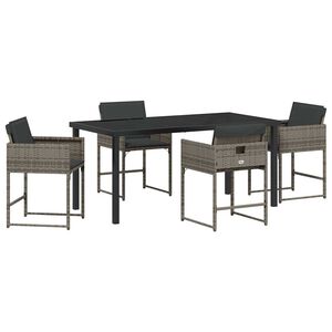 vidaXL Gar&eth;ur bor&eth;sett 5 pcs Gr&aacute;r p&oacute;l&yacute;rattan