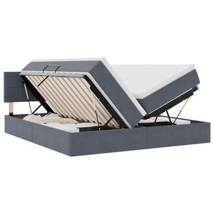 vidaXL R&uacute;m Me&eth; LED r&aelig;ma lj&oacute;sum D&ouml;kk gr&aacute; 180 x 200 cm Flauel