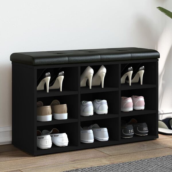 vidaXL Skóbekkur Svartur 82x32x50 cm Samsettur Viður