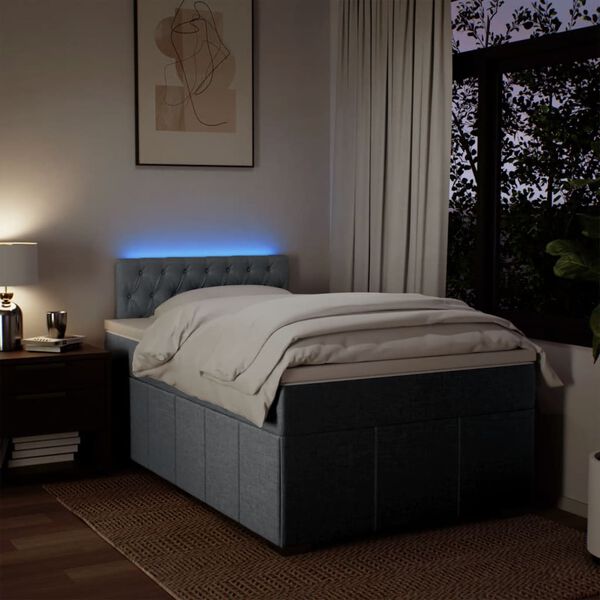 vidaXL H&oacute;lfa&eth; Springr&uacute;m Lj&oacute;sgr&aacute;tt 120x190 cm Tauefni