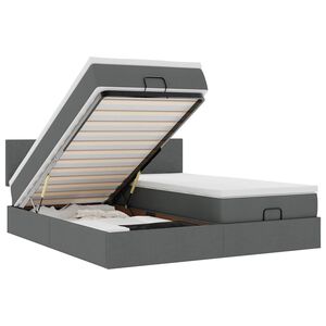 vidaXL Ottoman R&uacute;mgrind me&eth; d&yacute;num D&ouml;kkgr&aacute;r 200x200cm Efni